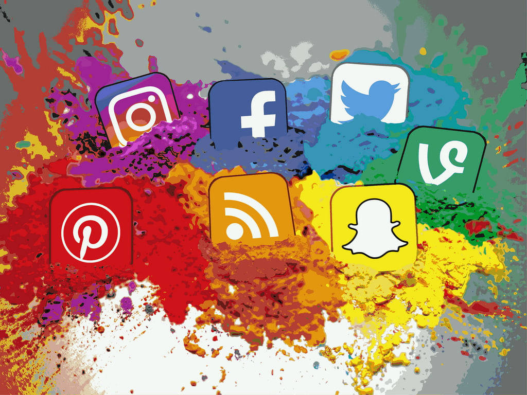 Social Network Apps In Color Splash Background