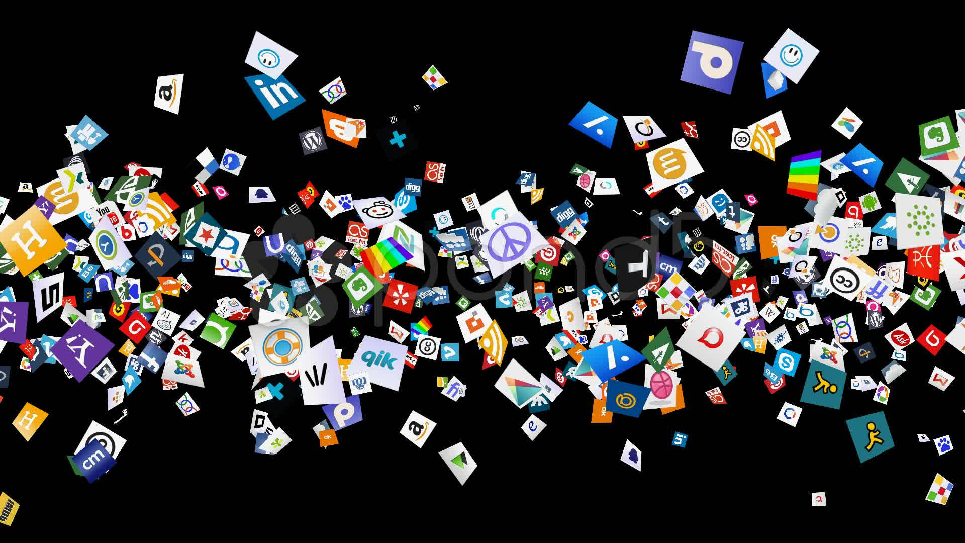 Social Network Explosion Logos Background
