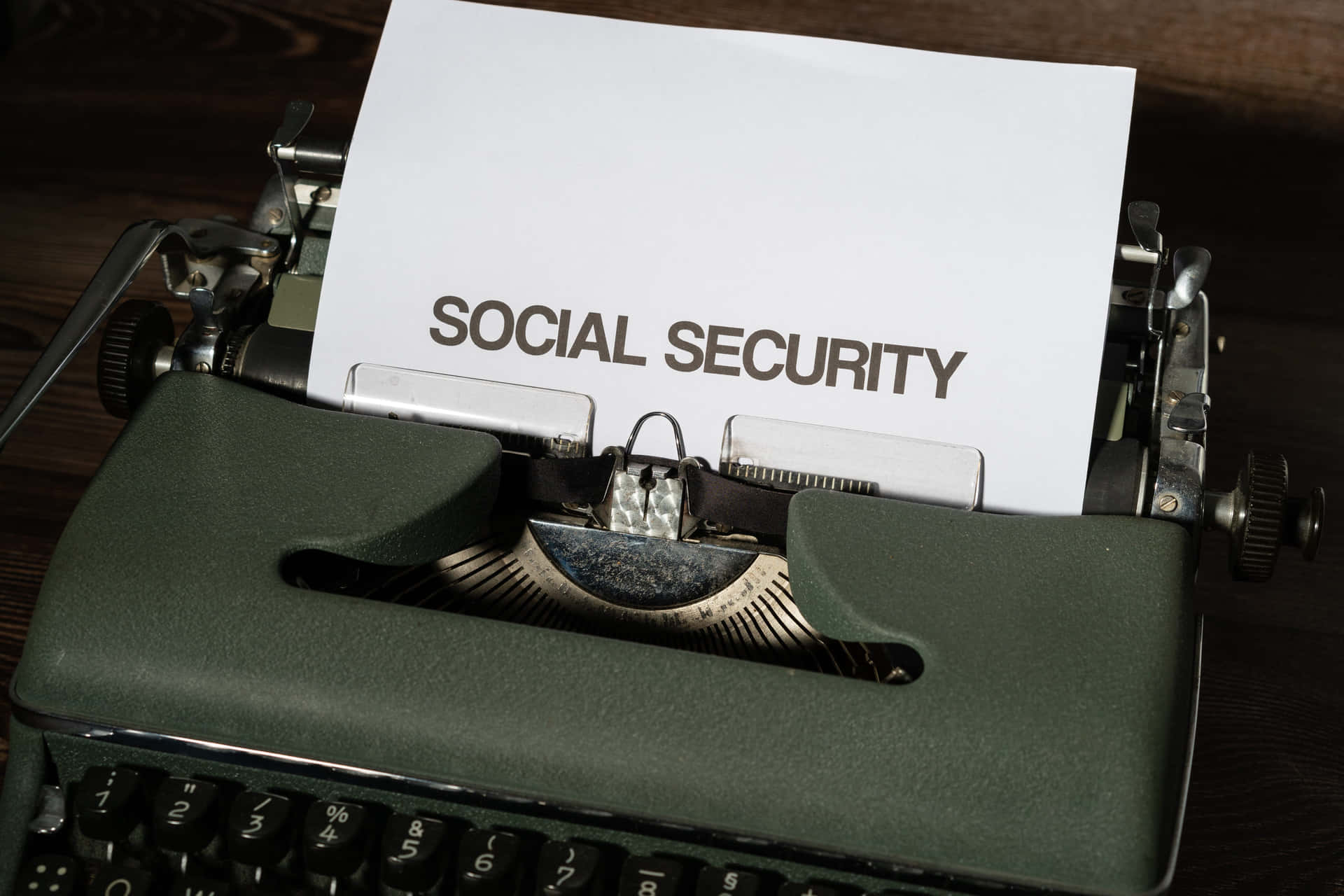 Social Security Typewriter Concept Background