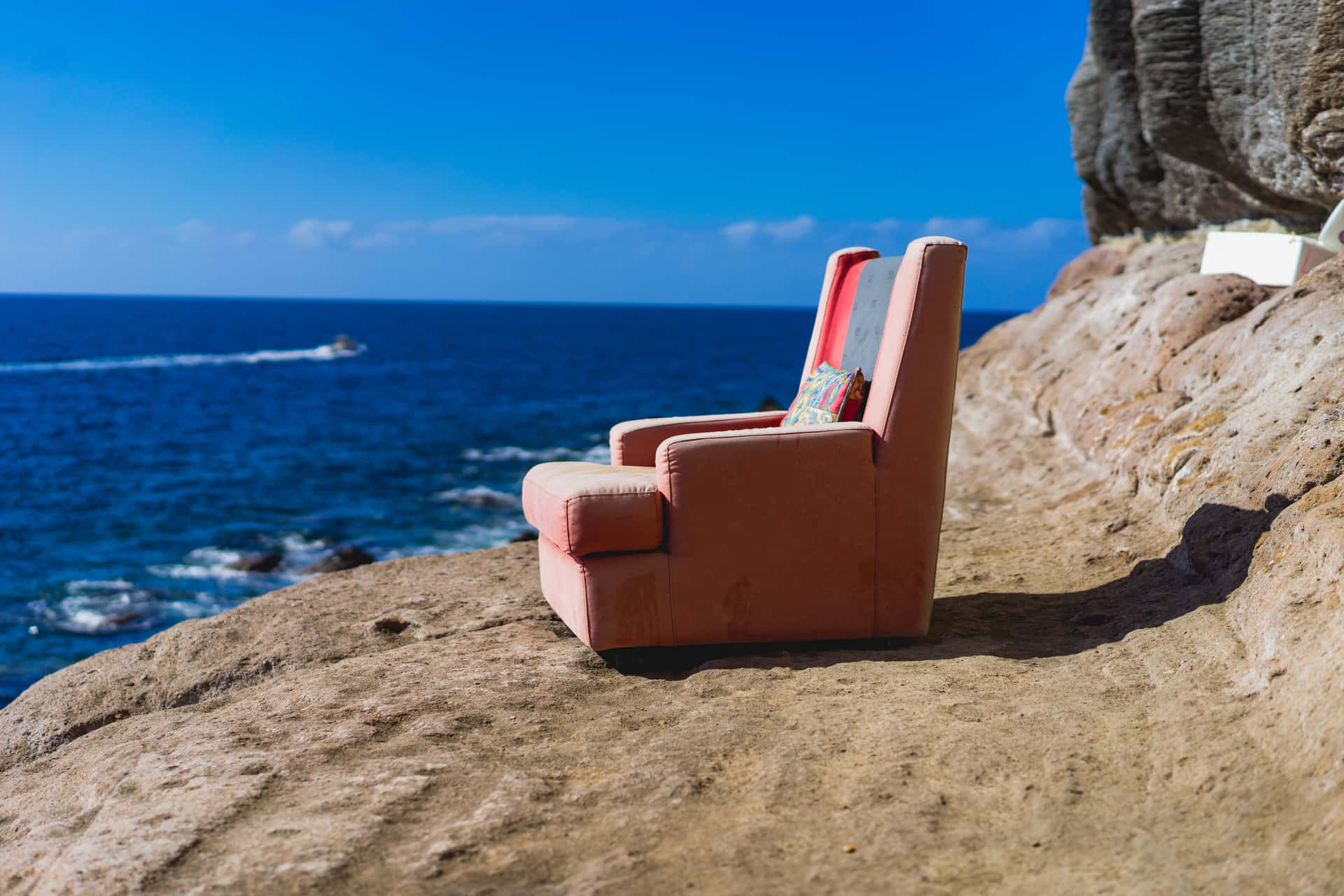 Sofa In Obscure Island Background