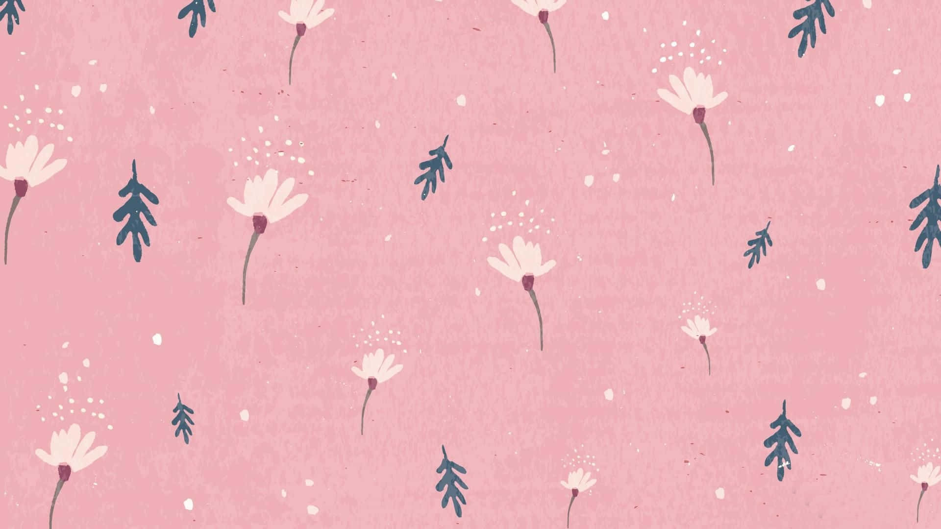 Soft Aesthetic Flower And Leaf Seamless Computer Background