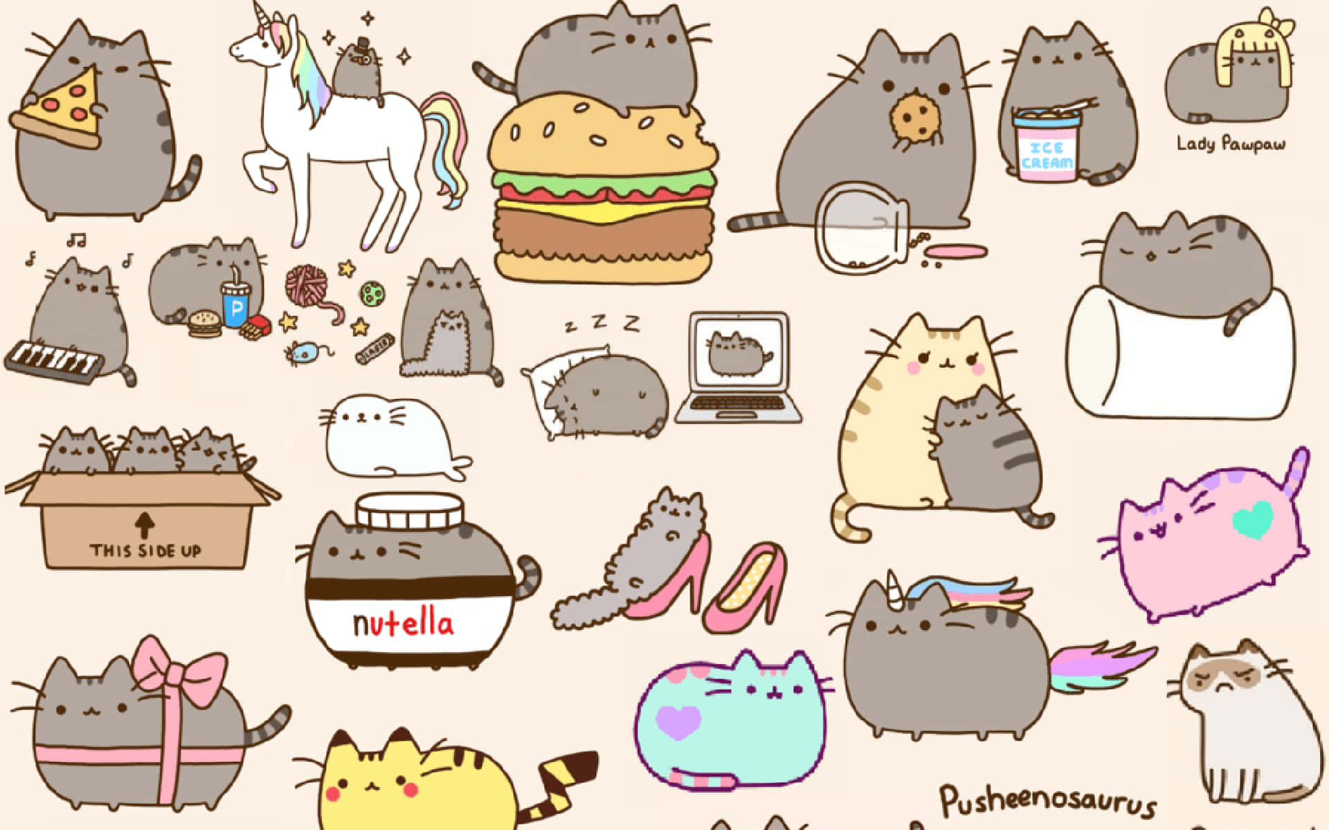 Soft And Adorable Pusheen The Cat Background