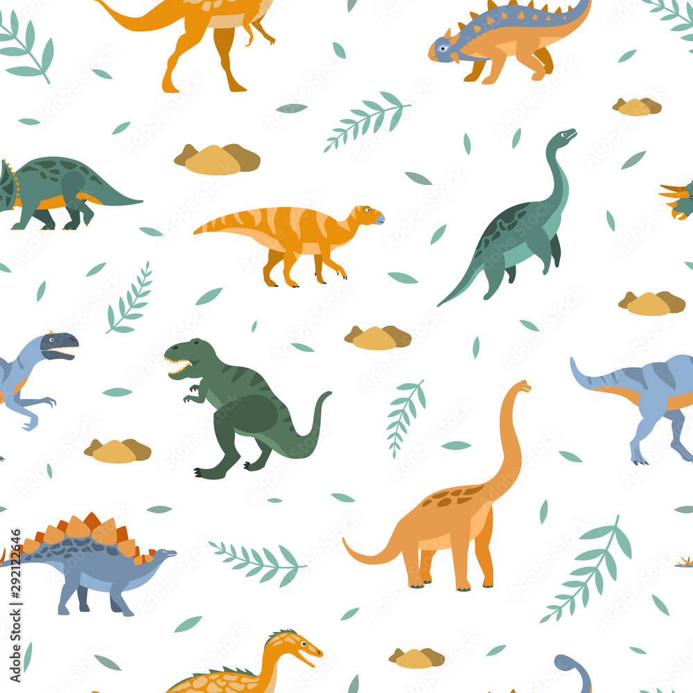 Soft And Playful Dinosaur Pattern Wallpaper Background