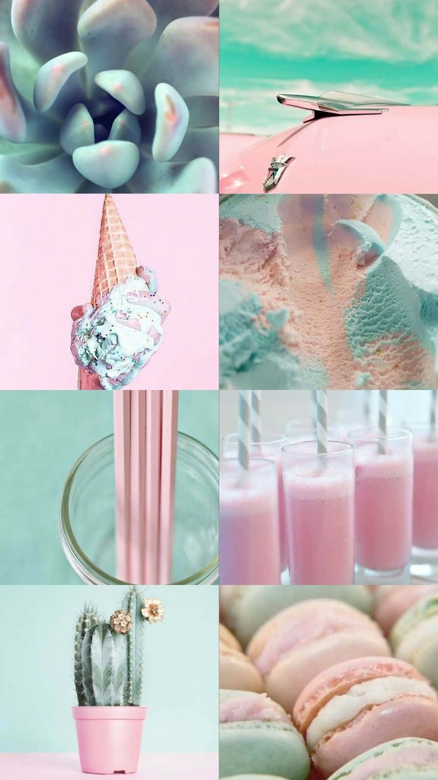 Soft And Soothing Pink And Green Aesthetic Background