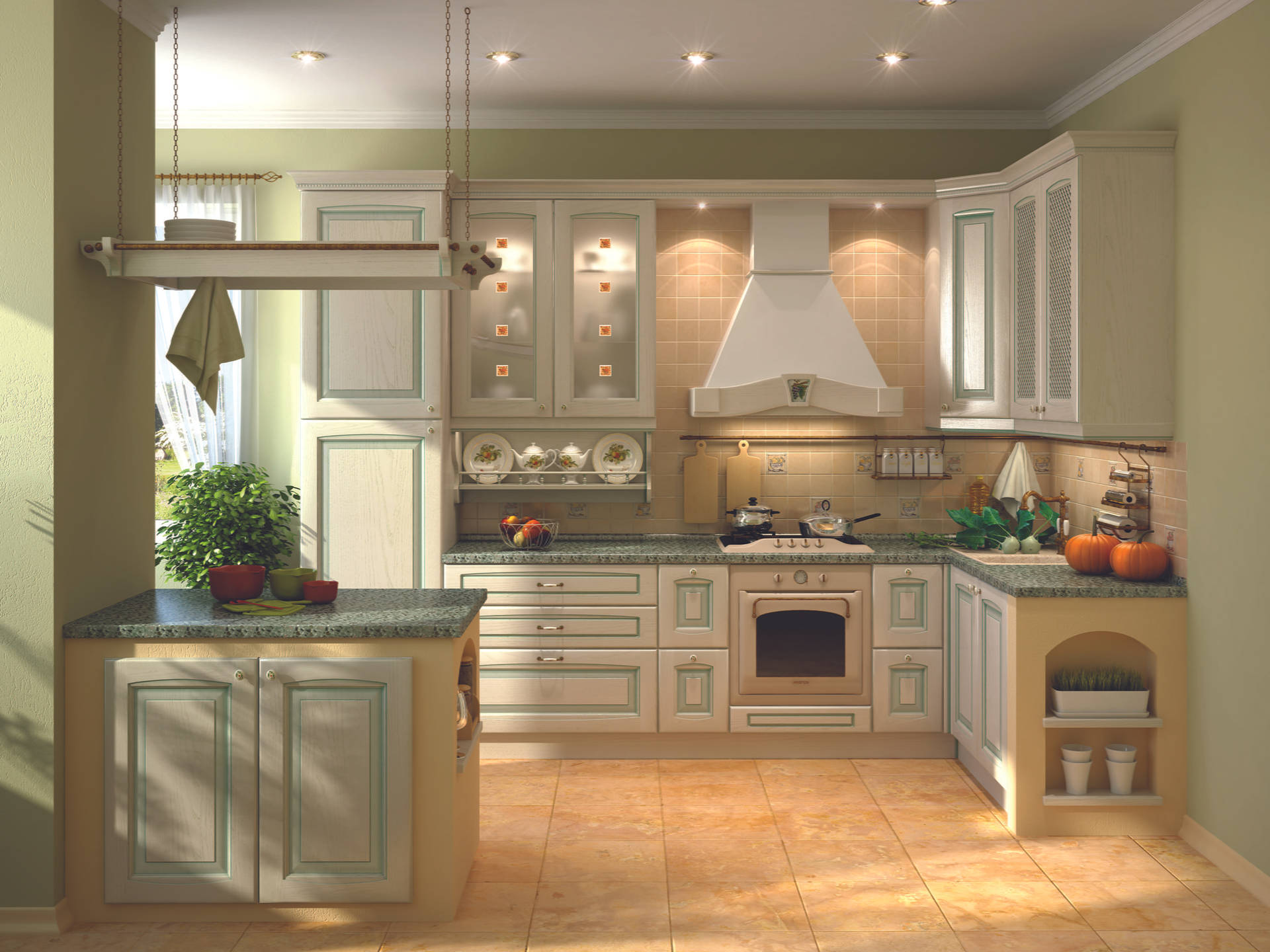 Soft Green Kitchen Design Background