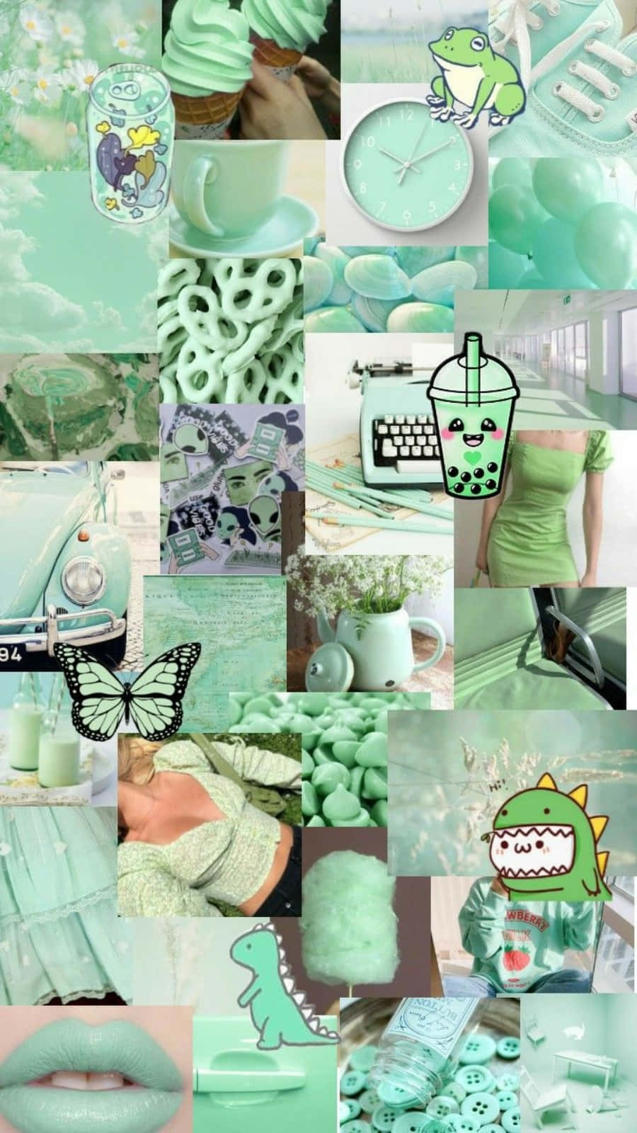 Soft Pastel Mint Green Wall With A Cloudy Impression