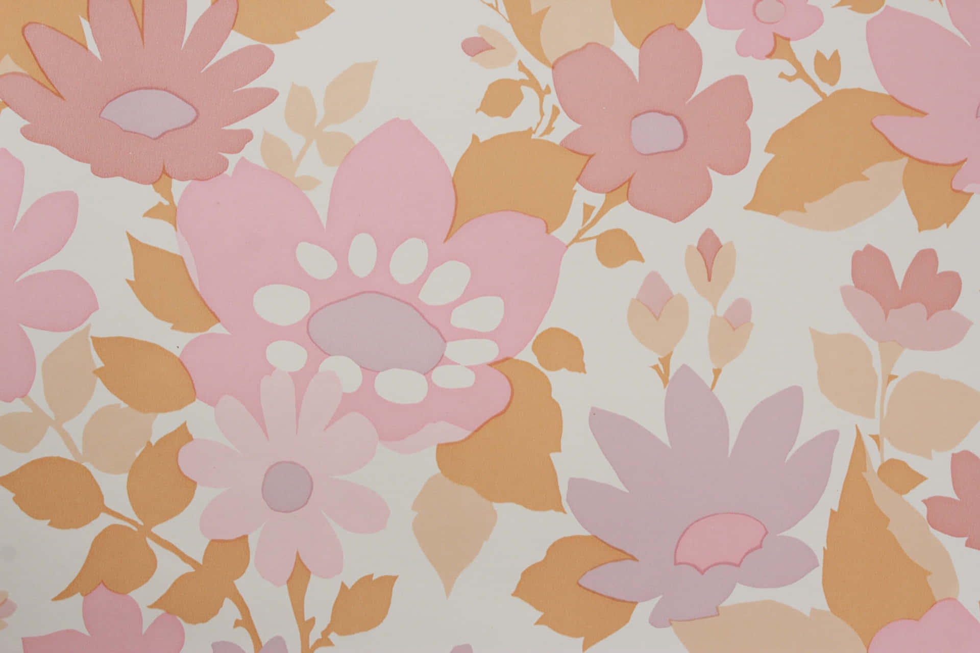 Soft Pink And Orange 70s Floral