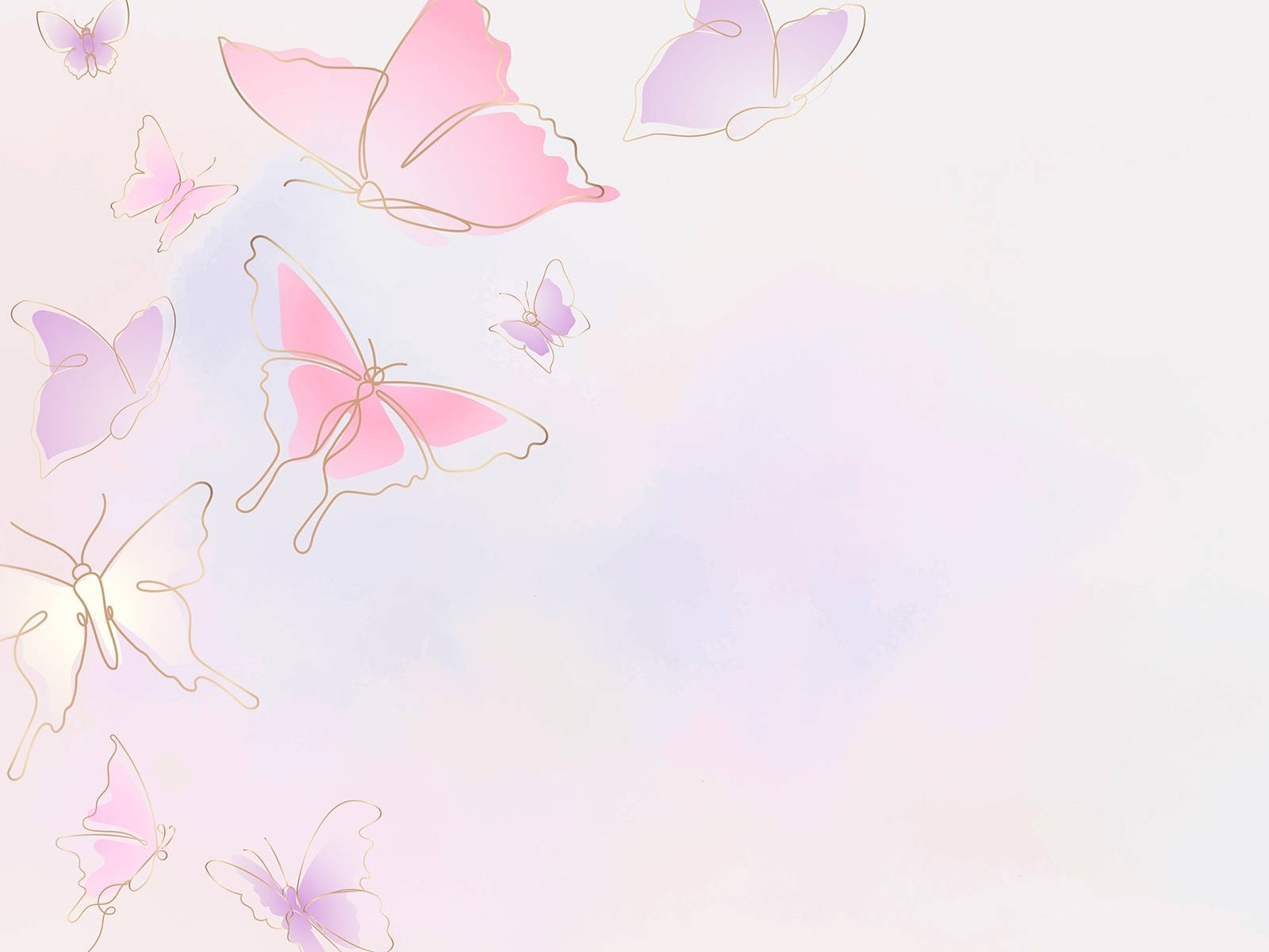 Soft Pink And Purple Pastel Butterflies Background