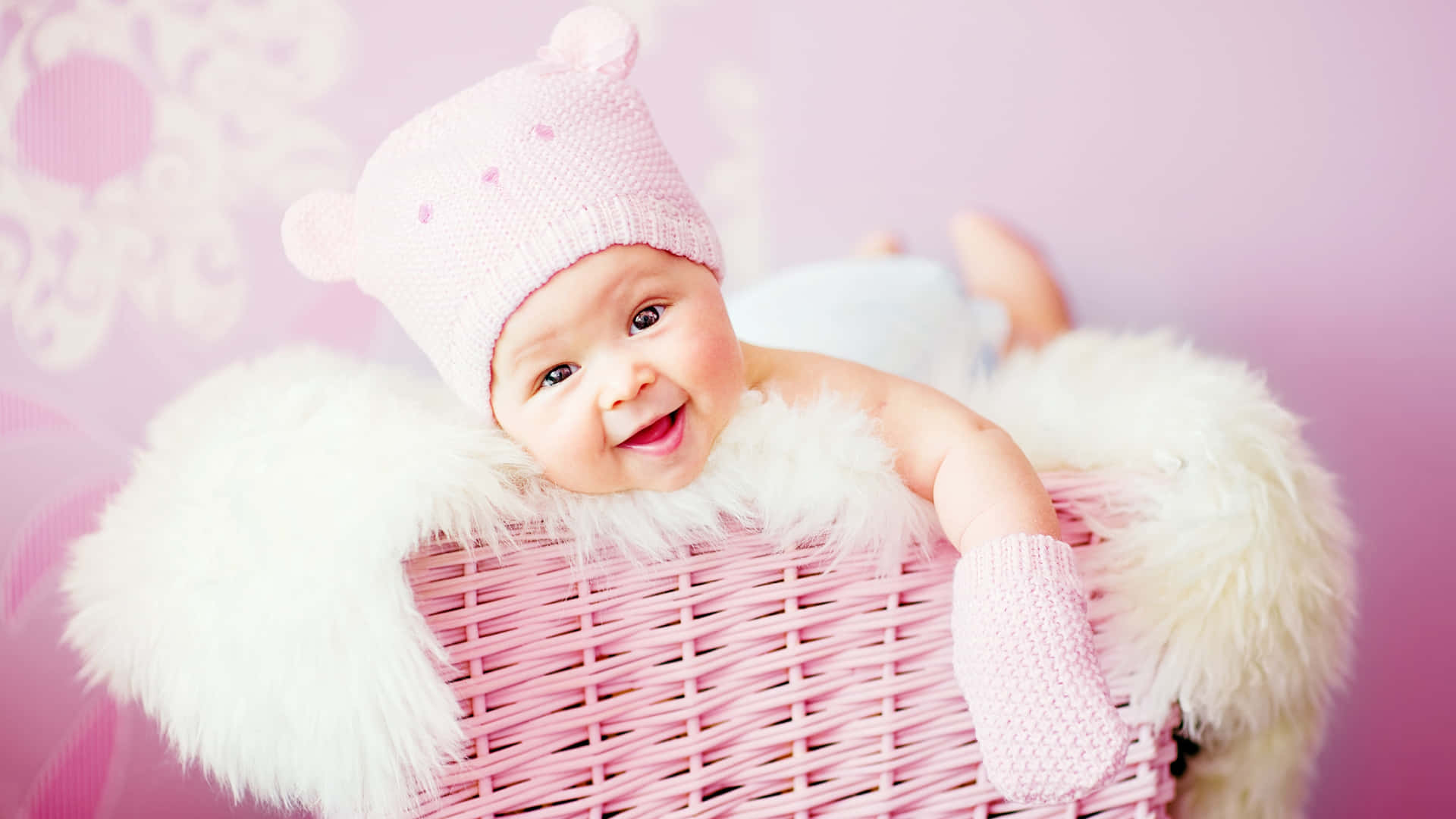 Soft Pink Blanket Wrapped Lovingly Around A Sleeping Baby Girl In The Sunlight. Background