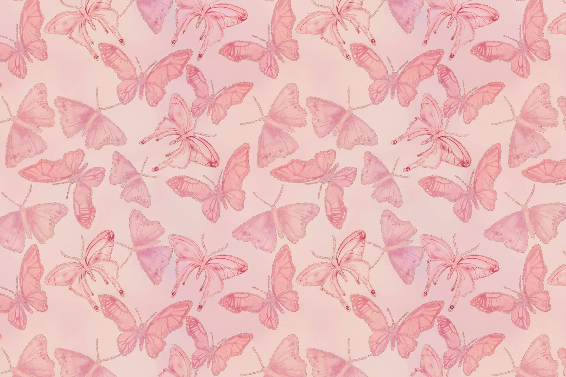 Soft Pink Pastel Butterflies Pattern Background