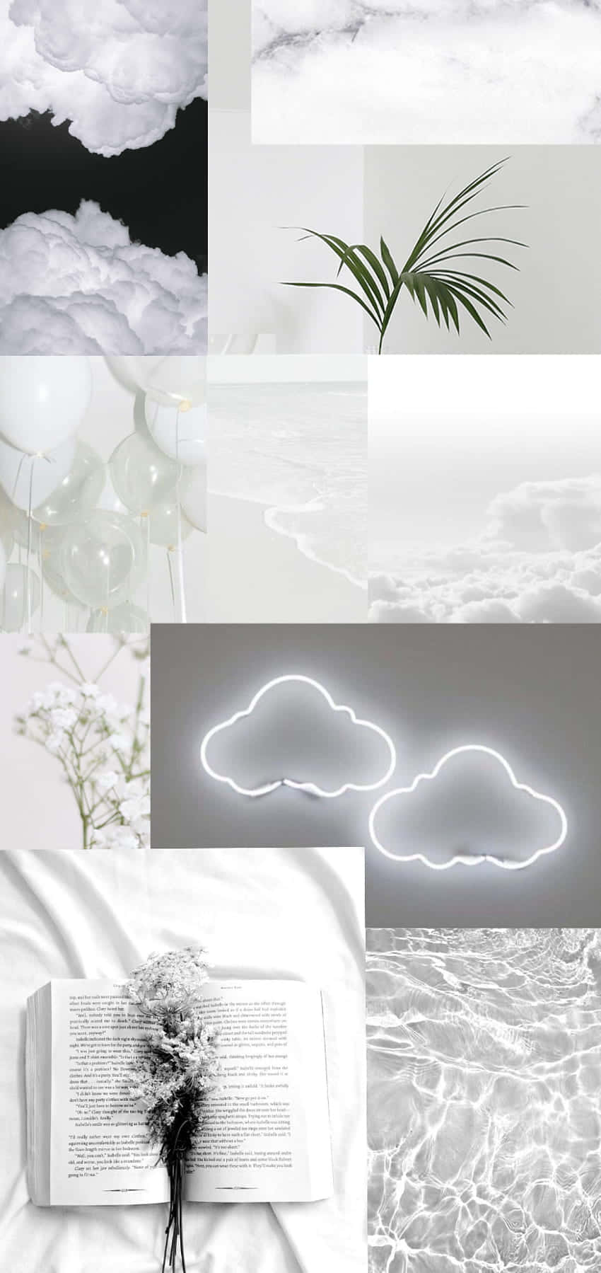 Soft White Aesthetic Cell Phone Collage Background