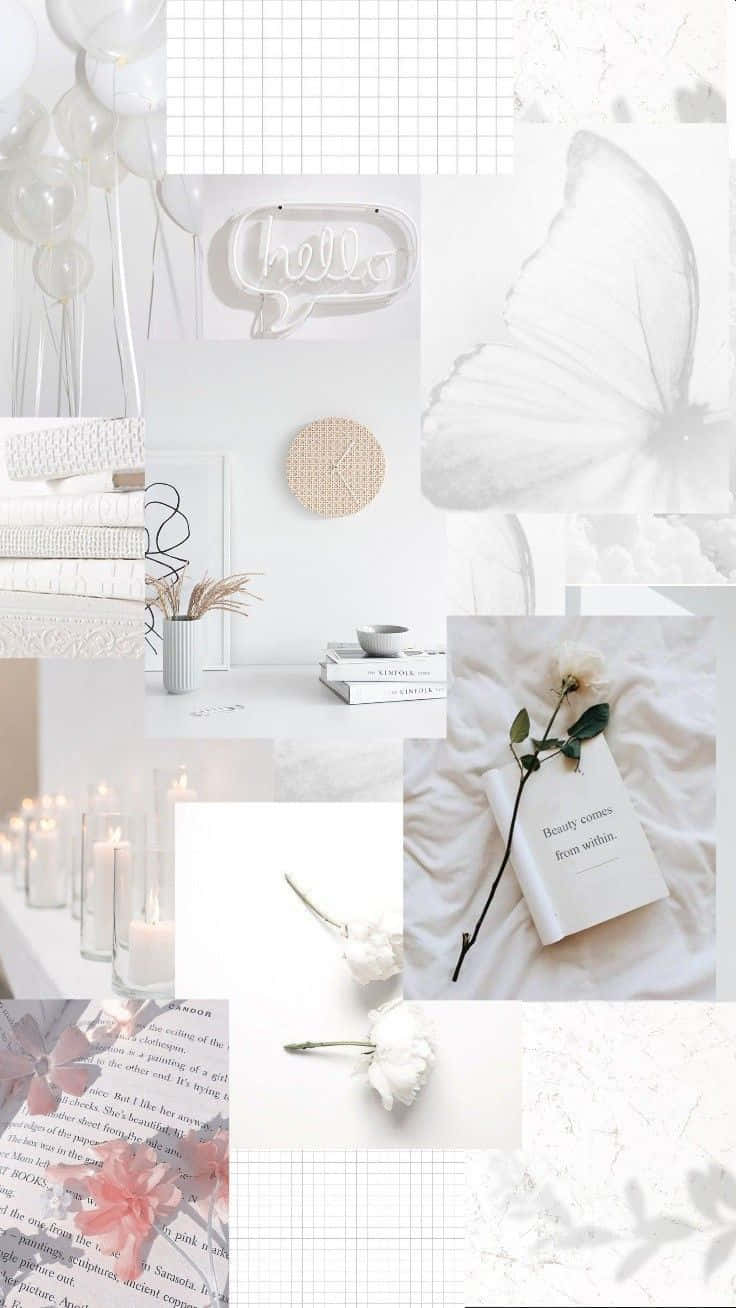 Soft White Aesthetic Collage Phone Background