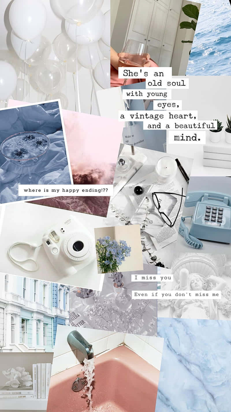 Soft White Aesthetic Photo Collage For Mobile Background