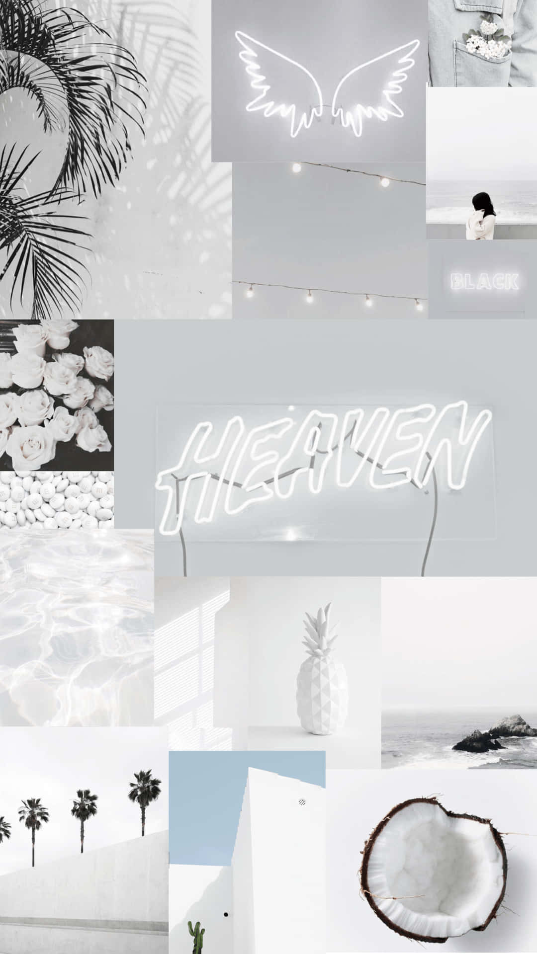 Soft White Aesthetic Photo Collage Background