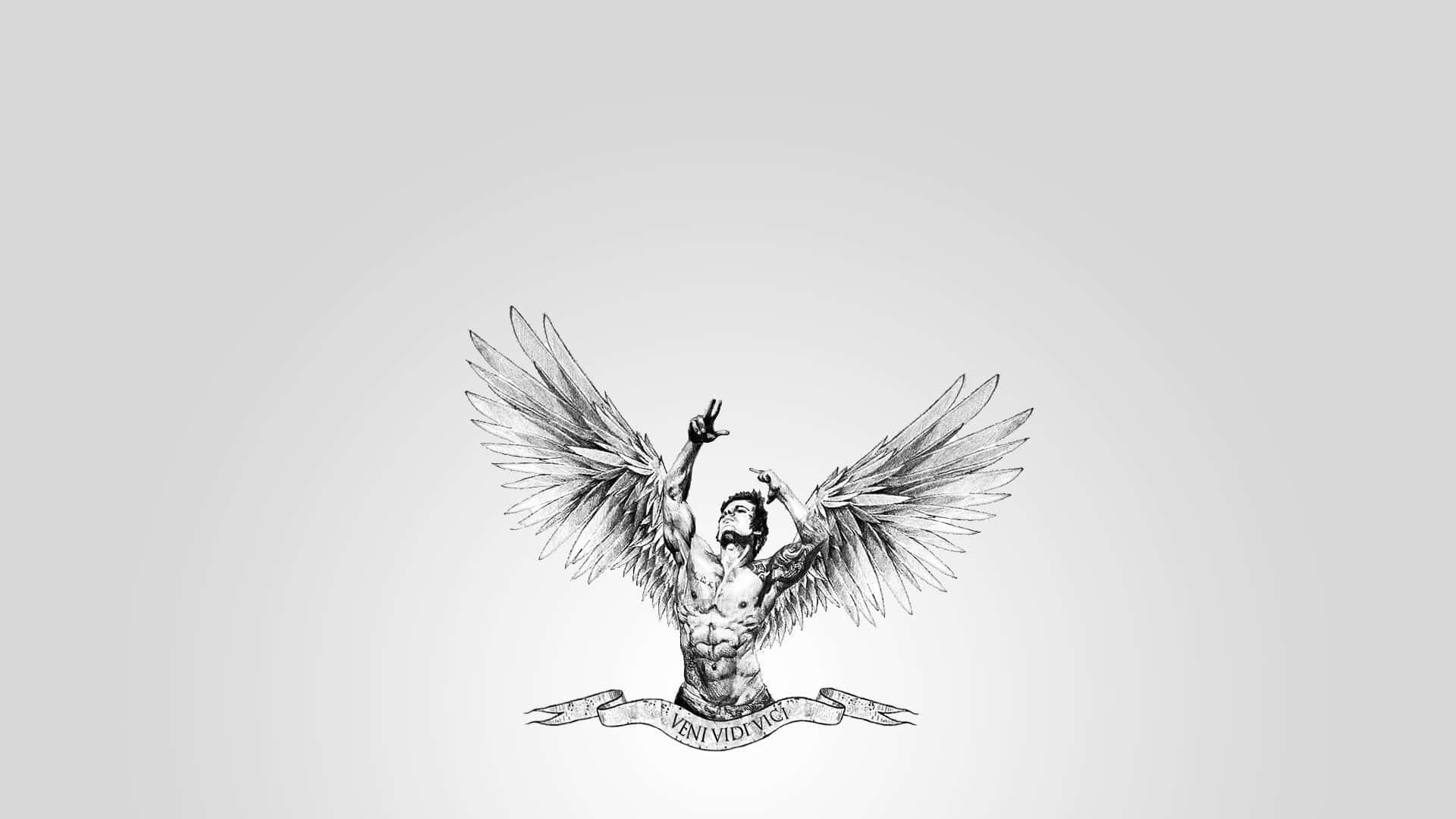 Soft White Aesthetic Winged Man Background