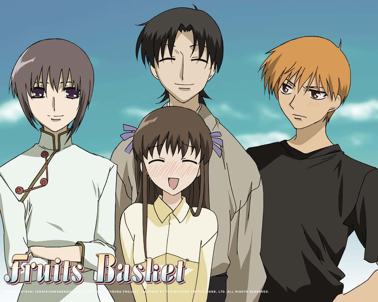 Sohma Brothers With Tohru Fruits Basket Anime Blue Sky Background
