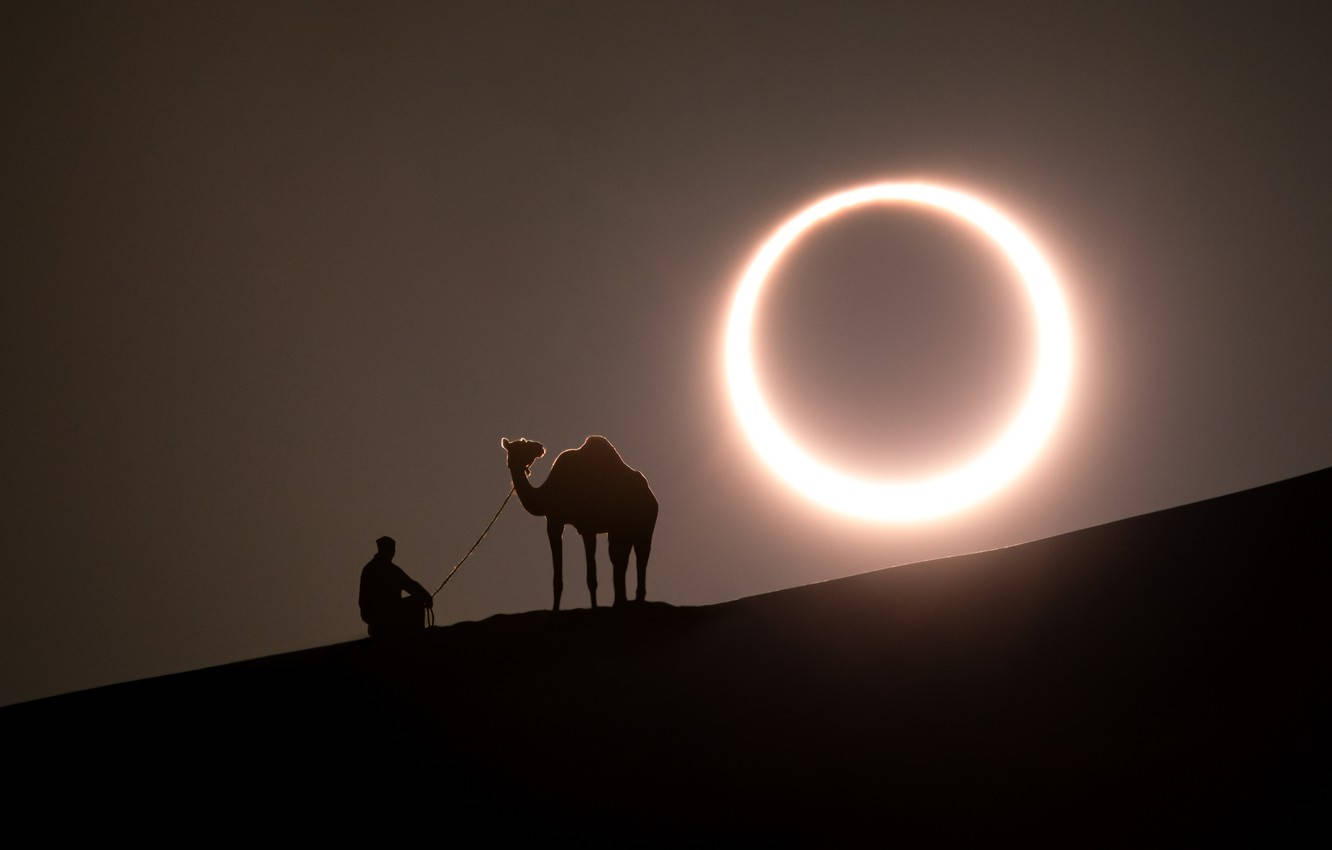 Solar Eclipse And Bedouin Background
