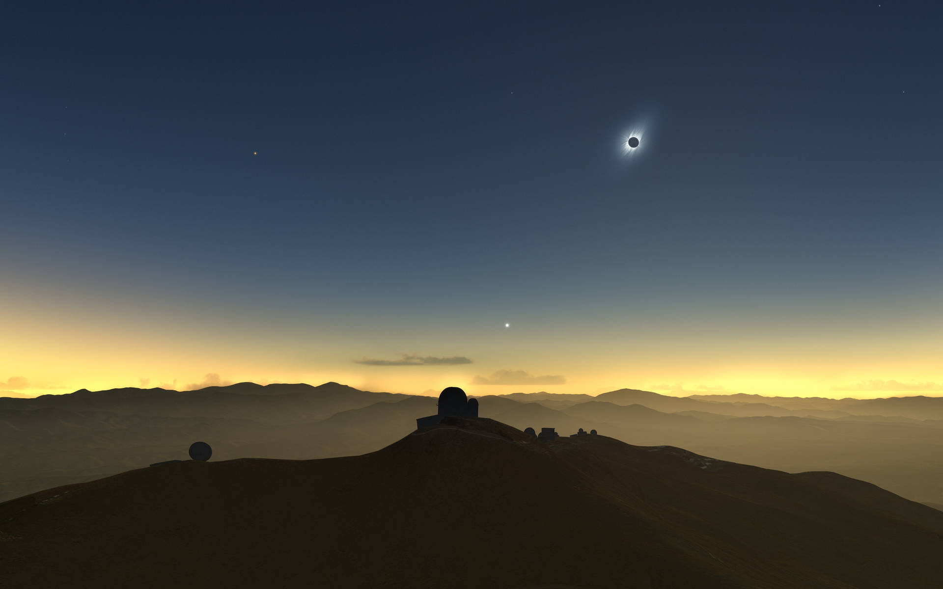 Solar Eclipse And Desert Telescope Background