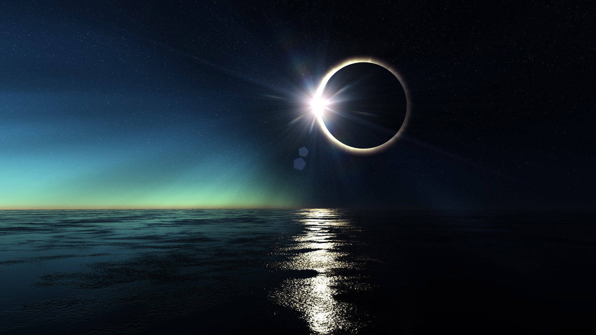 Solar Eclipse At Sea Background