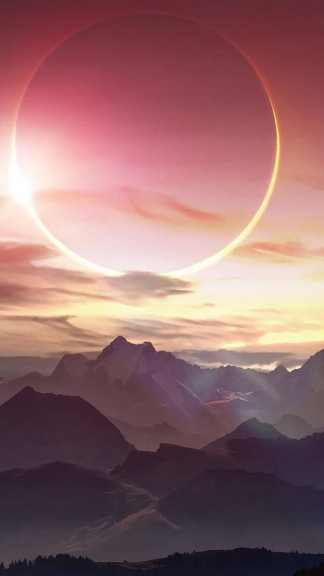 Solar Eclipse Over Mountains Beautiful Background
