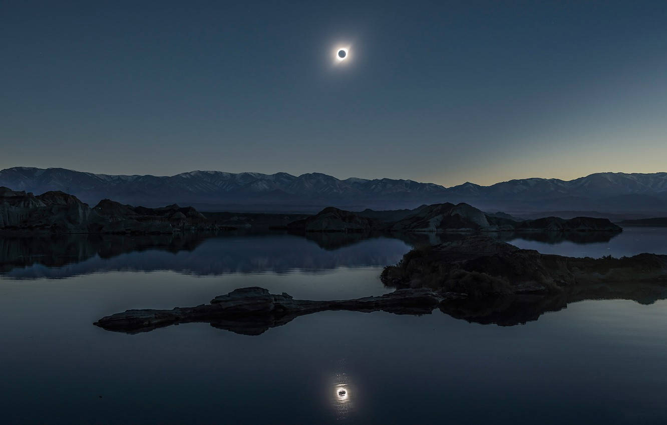 Solar Eclipse Over Scottish Loch Background