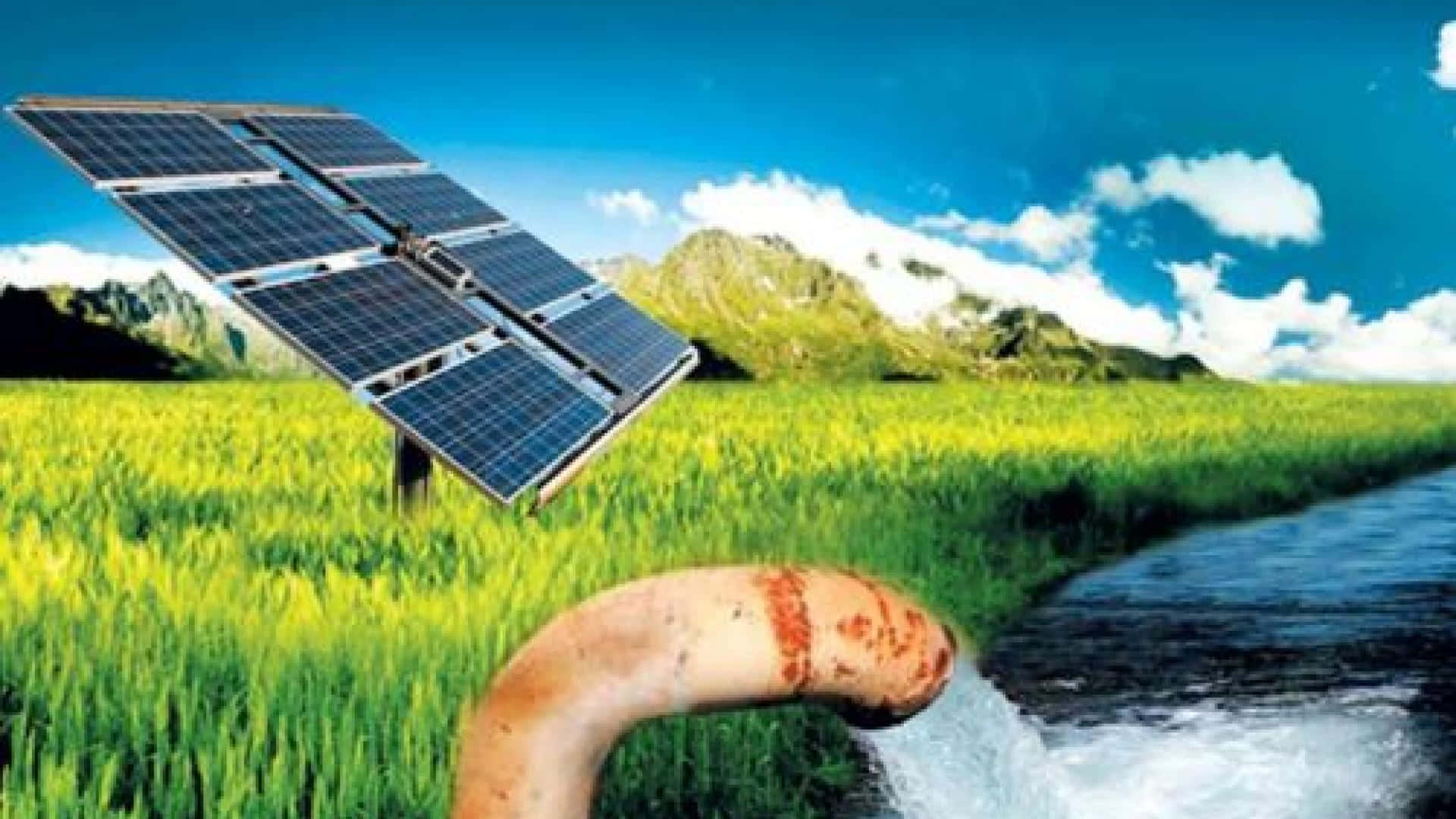 Solar Panel And Rusty Pipe Background