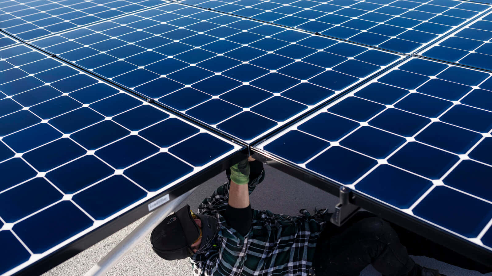 Solar Panels On The Rooftop In Brooklyn Background