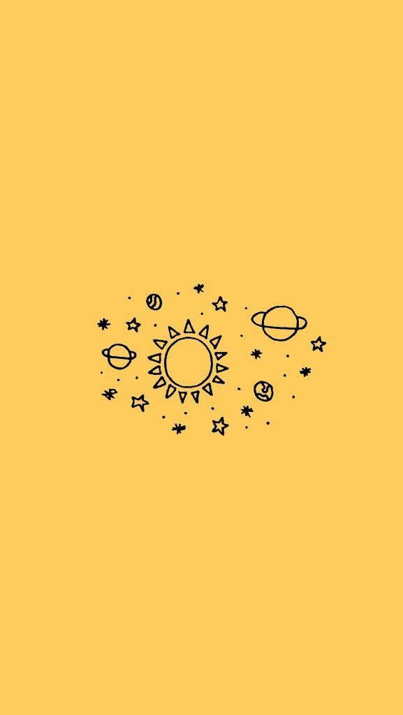 Solar System Cute Yellow Aesthetic