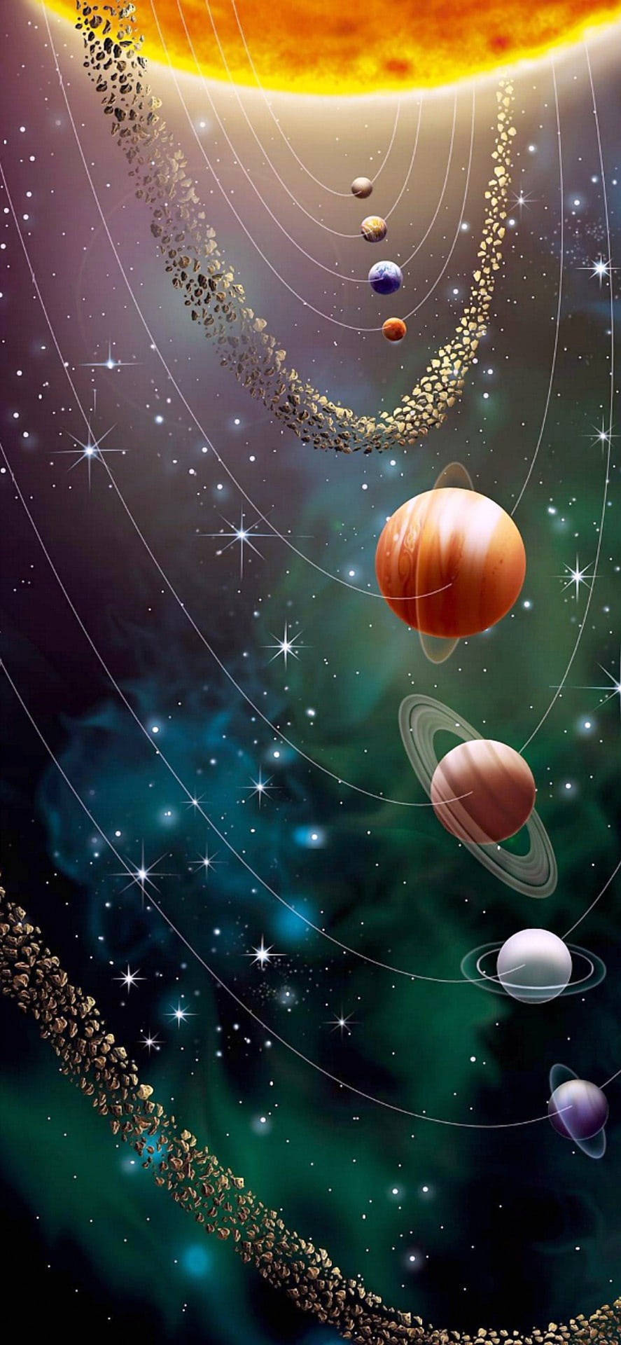 Solar System In The Cosmos Background