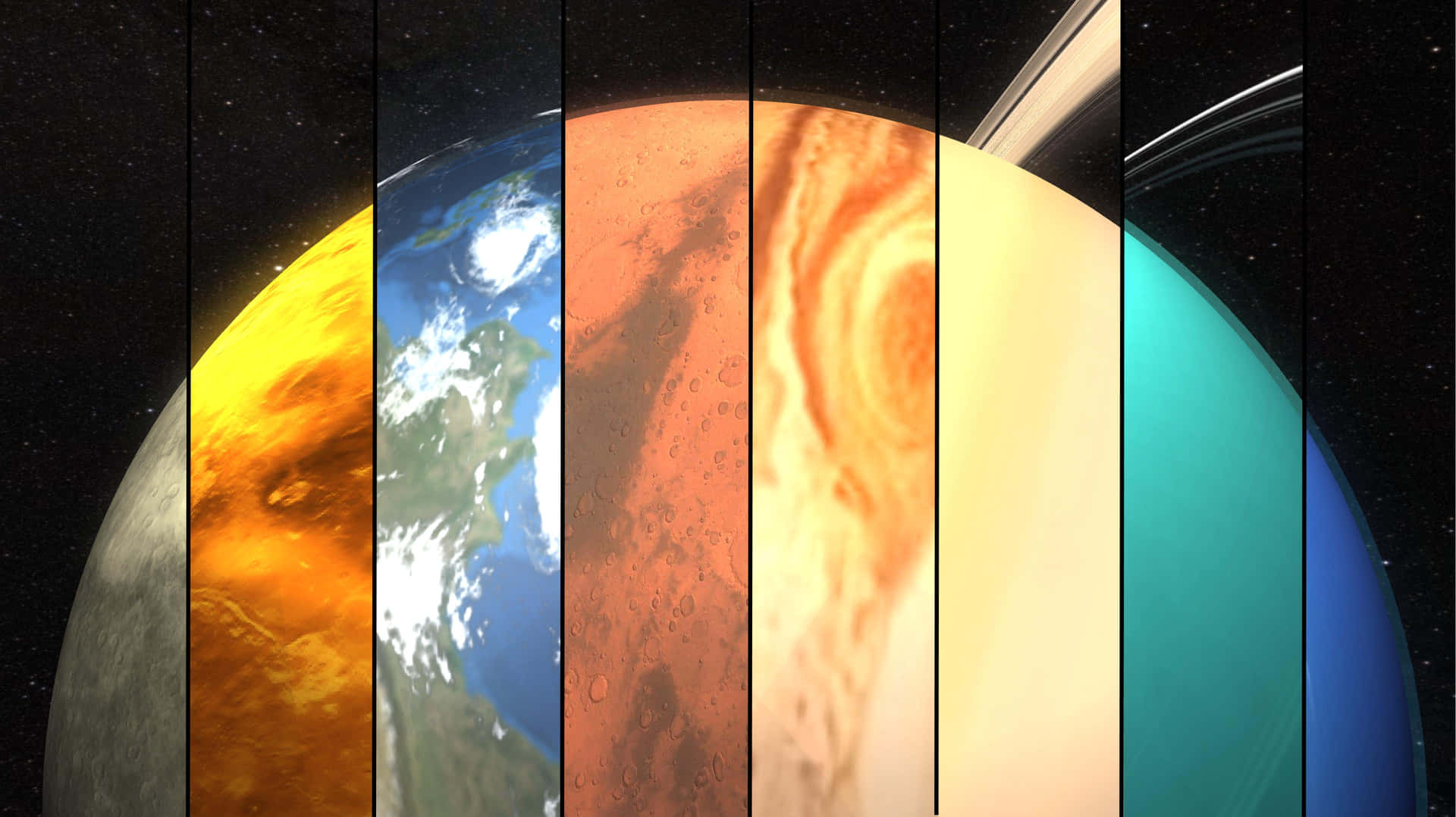 Solar System Planets Collage Background