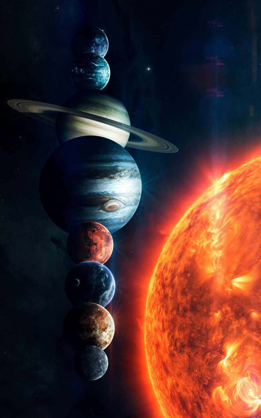 Solar System Planets Lined Up Background