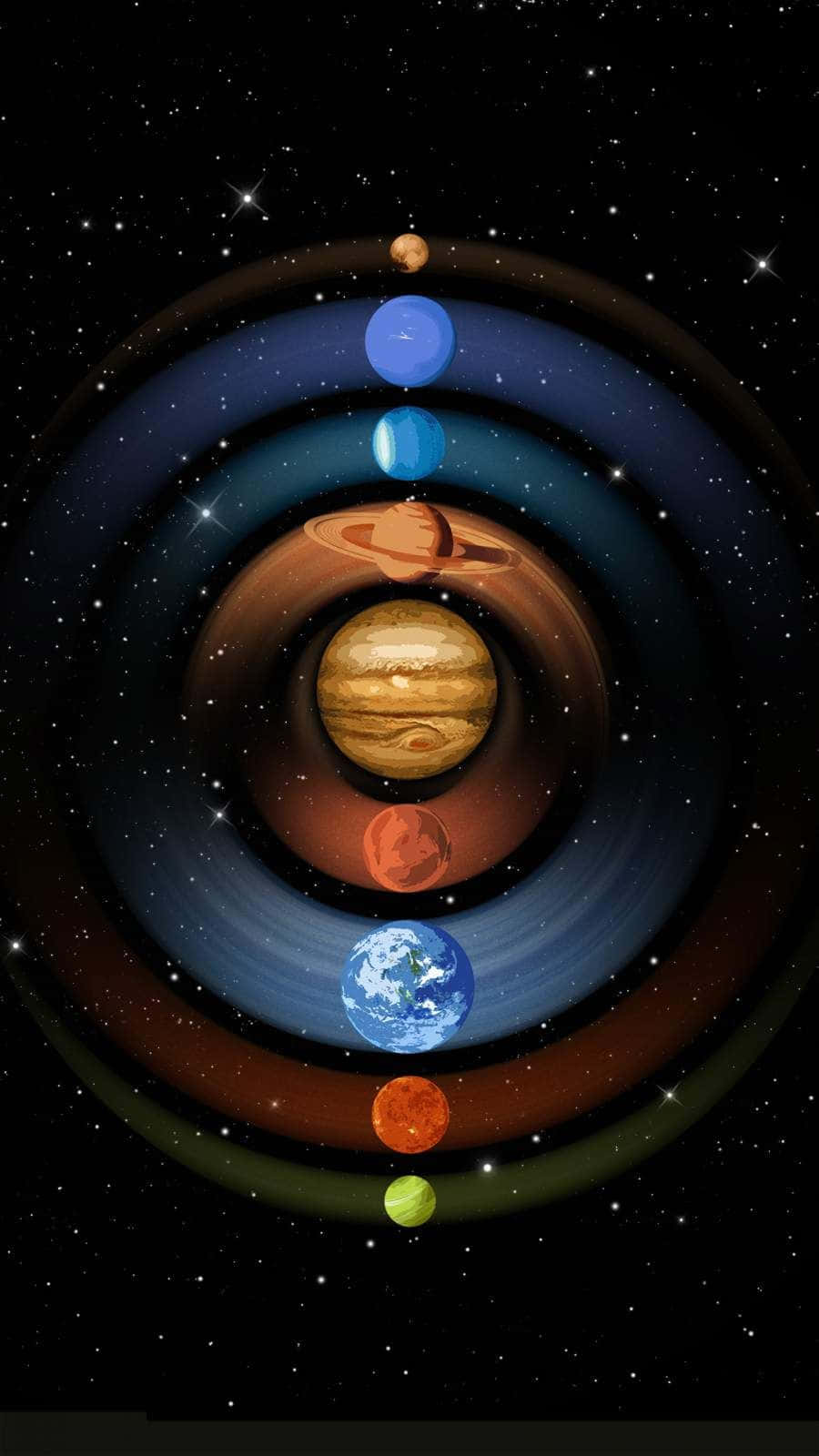 Solar System Planets Orbiting Background