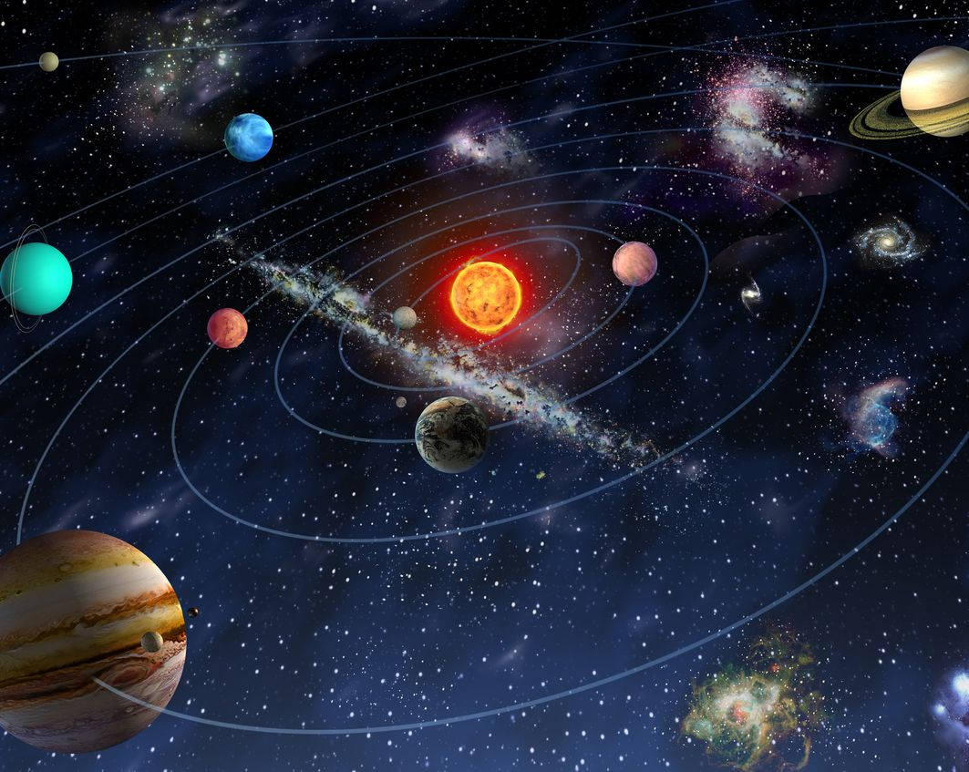 Solar System Space Mural Background
