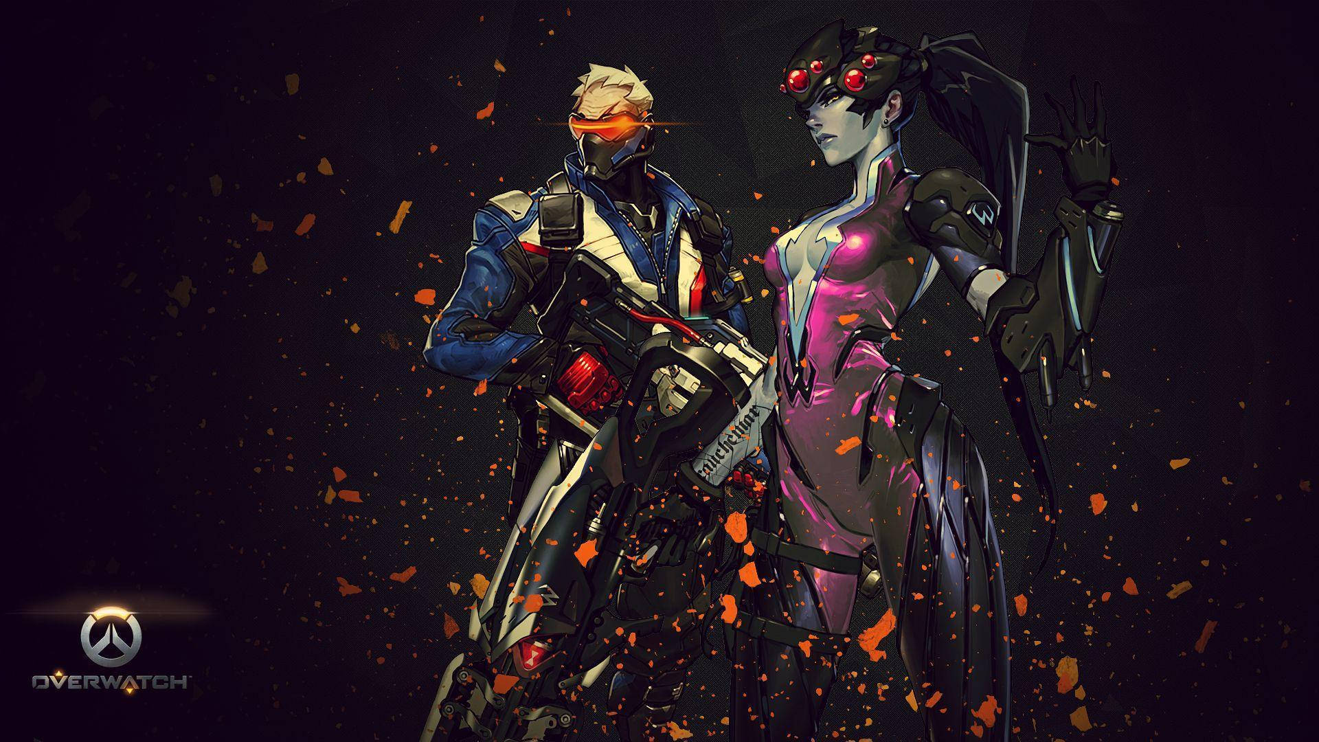 Soldier And Widowmaker From Overwatch 2 Background