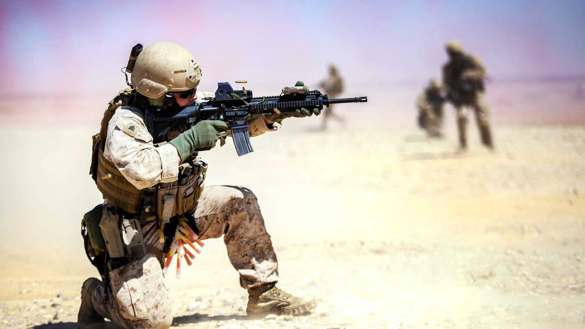 Soldier Shooting While Kneeling