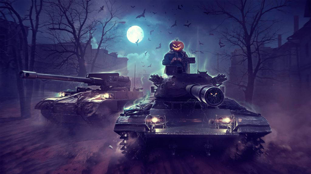 Soldier Tanks In Night Background
