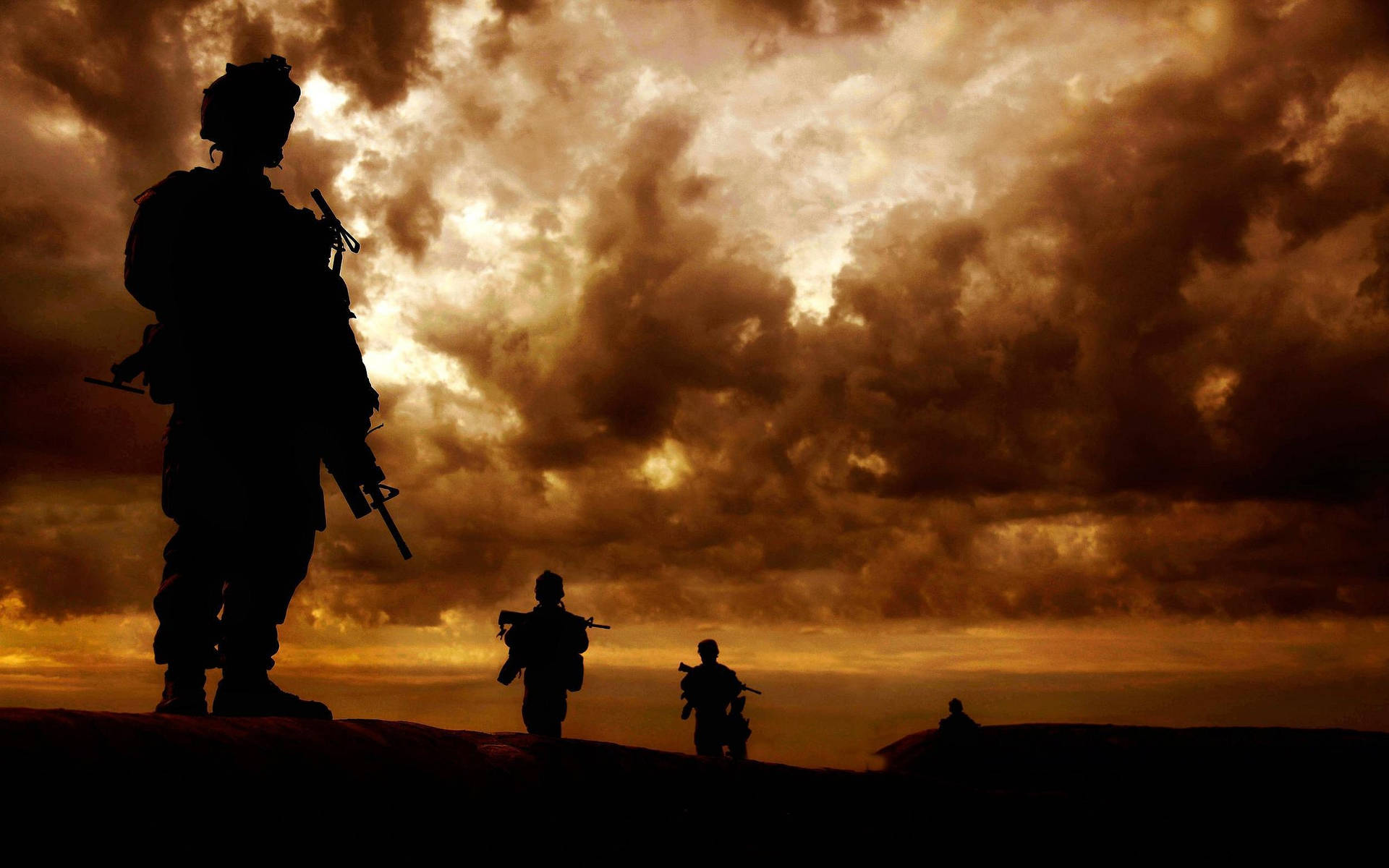 Soldier Us Armed Forces Silhouette Background