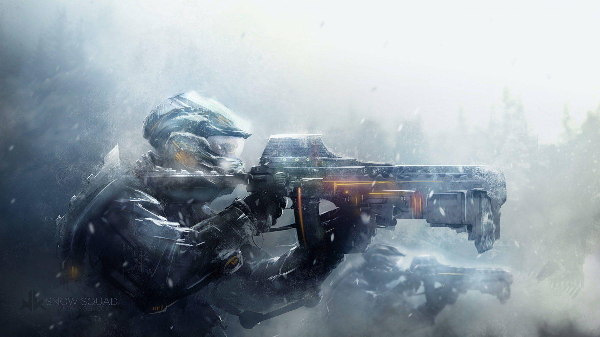 Soldier With Futuristic Gun 1440p Gaming Background