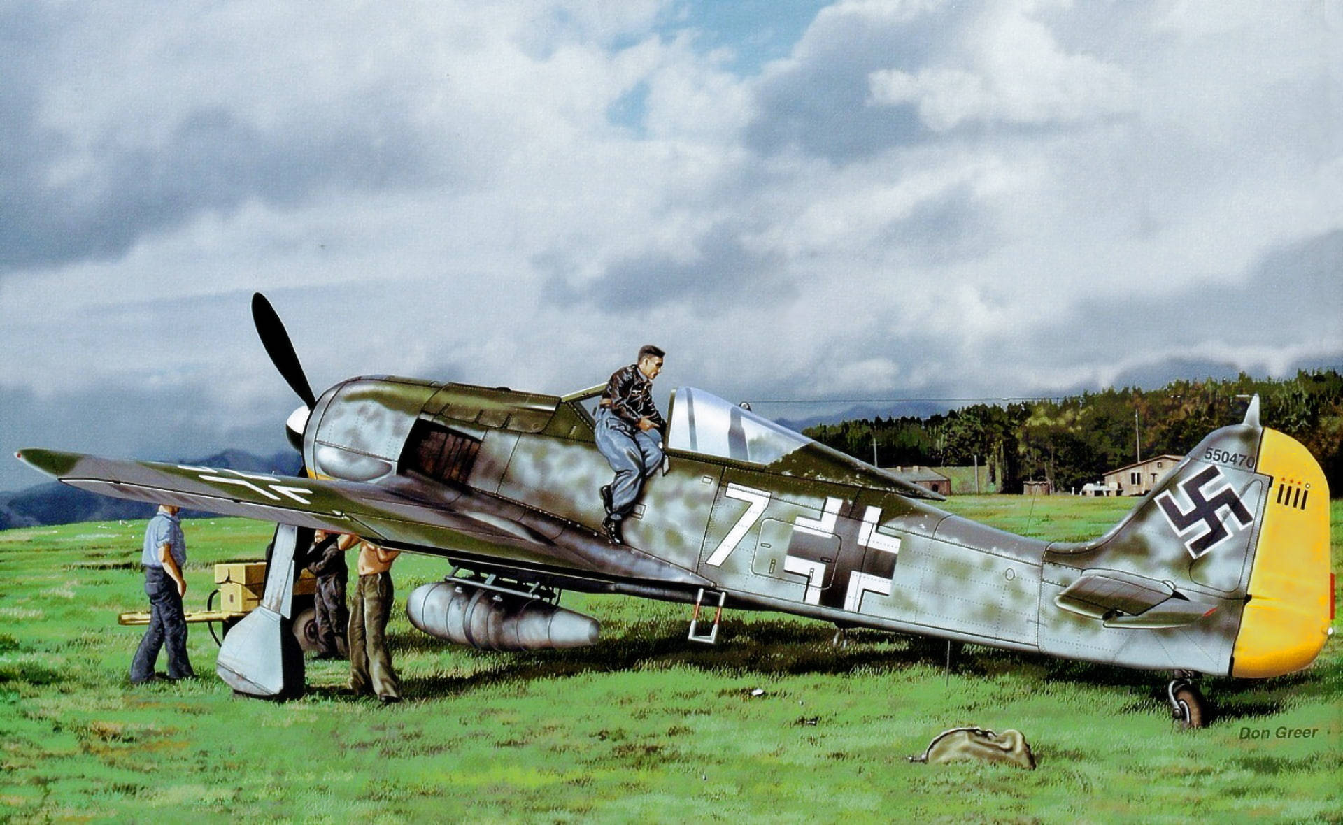 Soldiers And German Ww2 Fighters Background