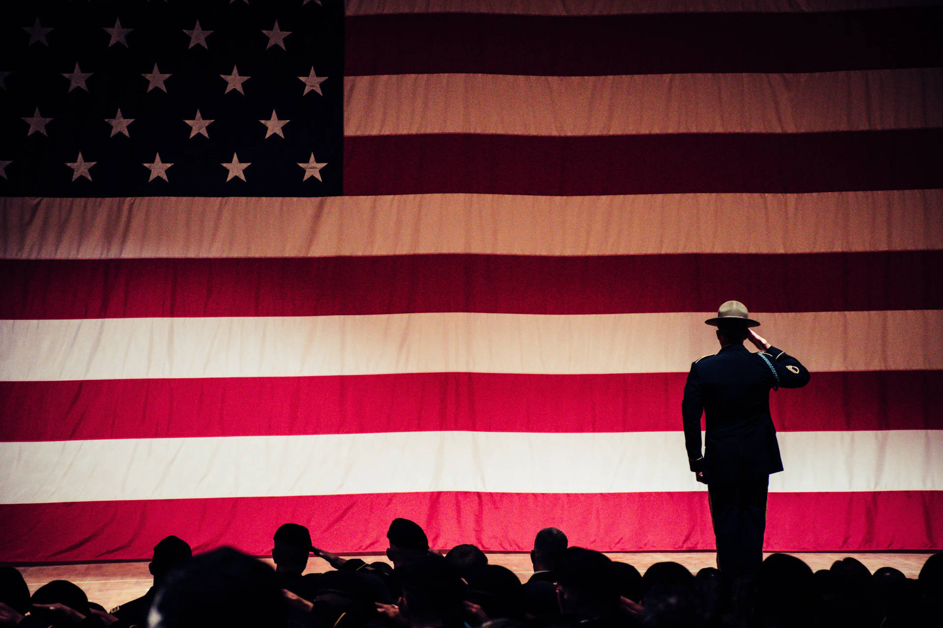 Soldiers Saluting Usa Flag