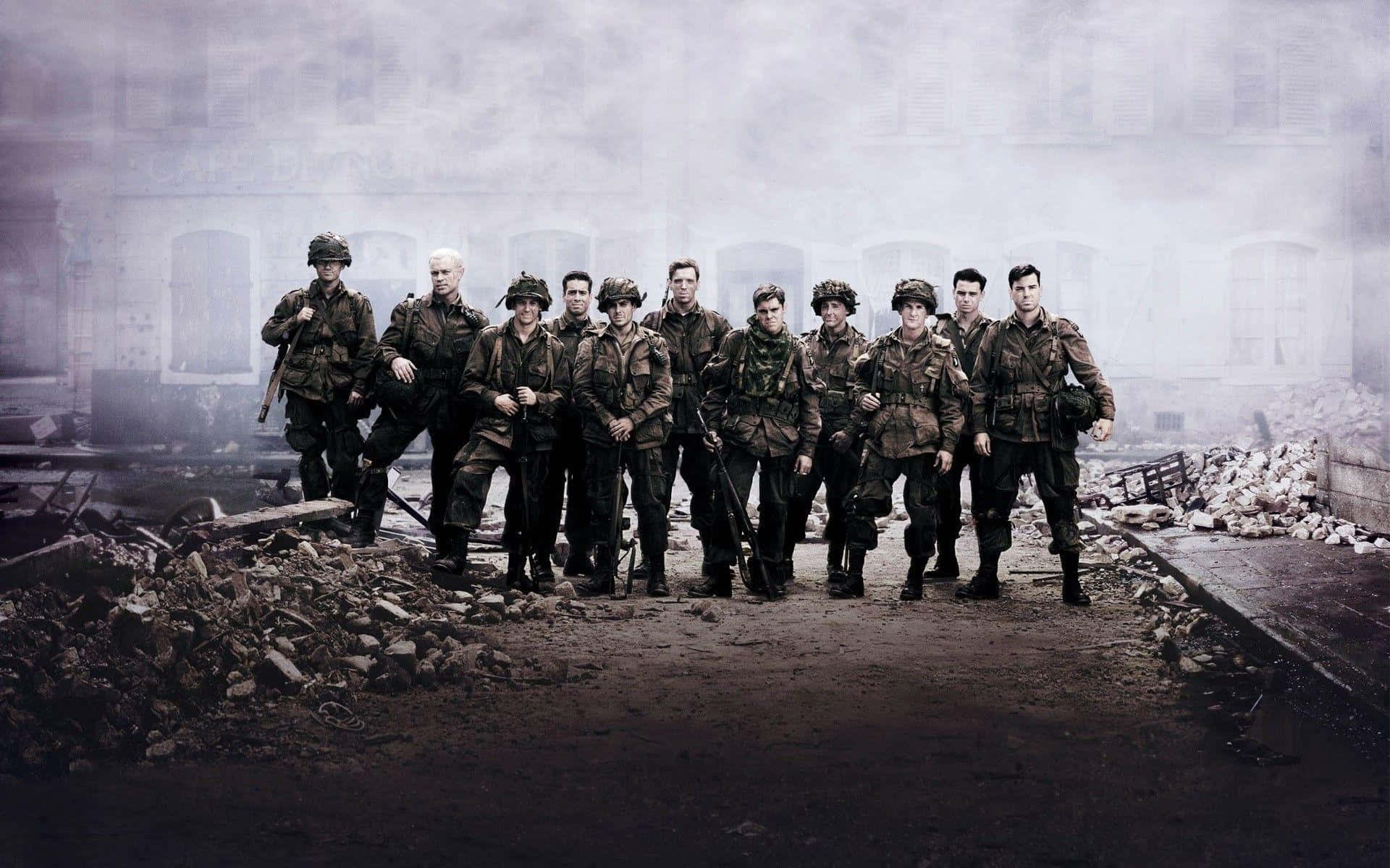 Soldiers Wearing Uniform Group Photo Background