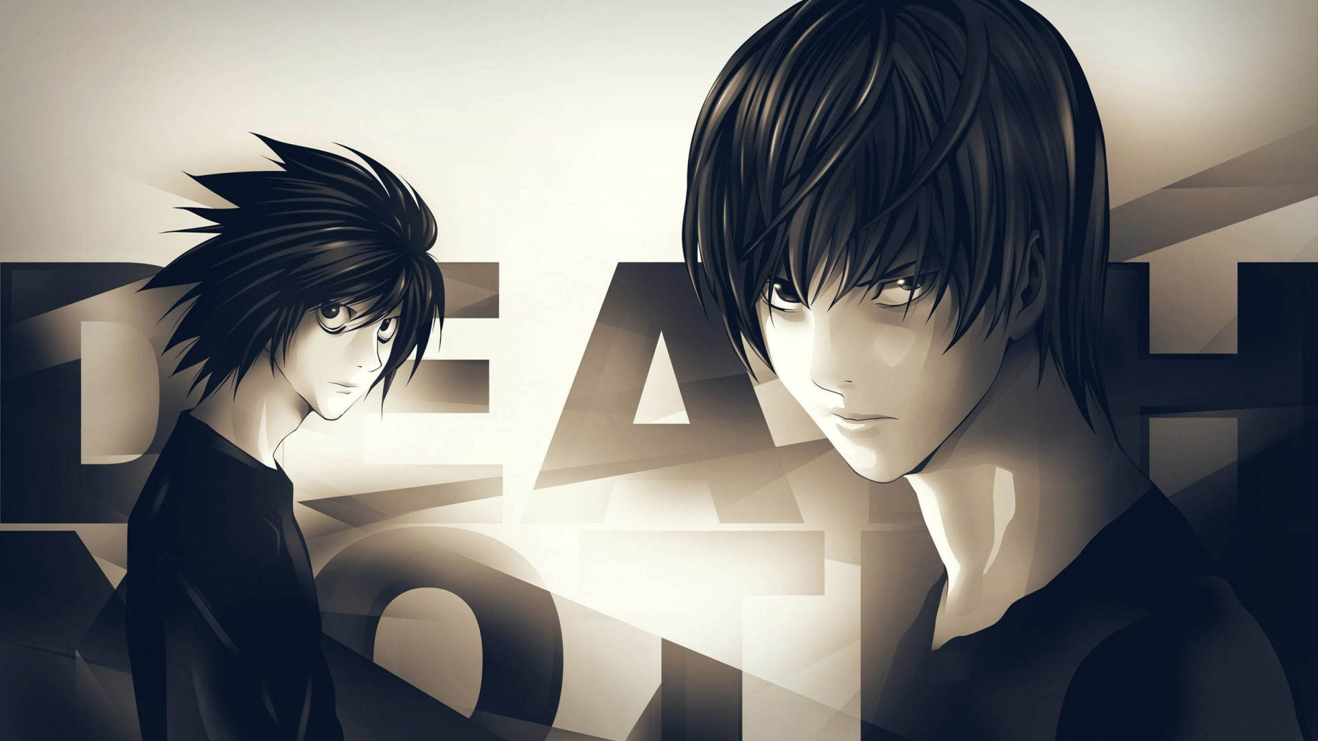 Solemn Stare - Black And White Anime Boy Background