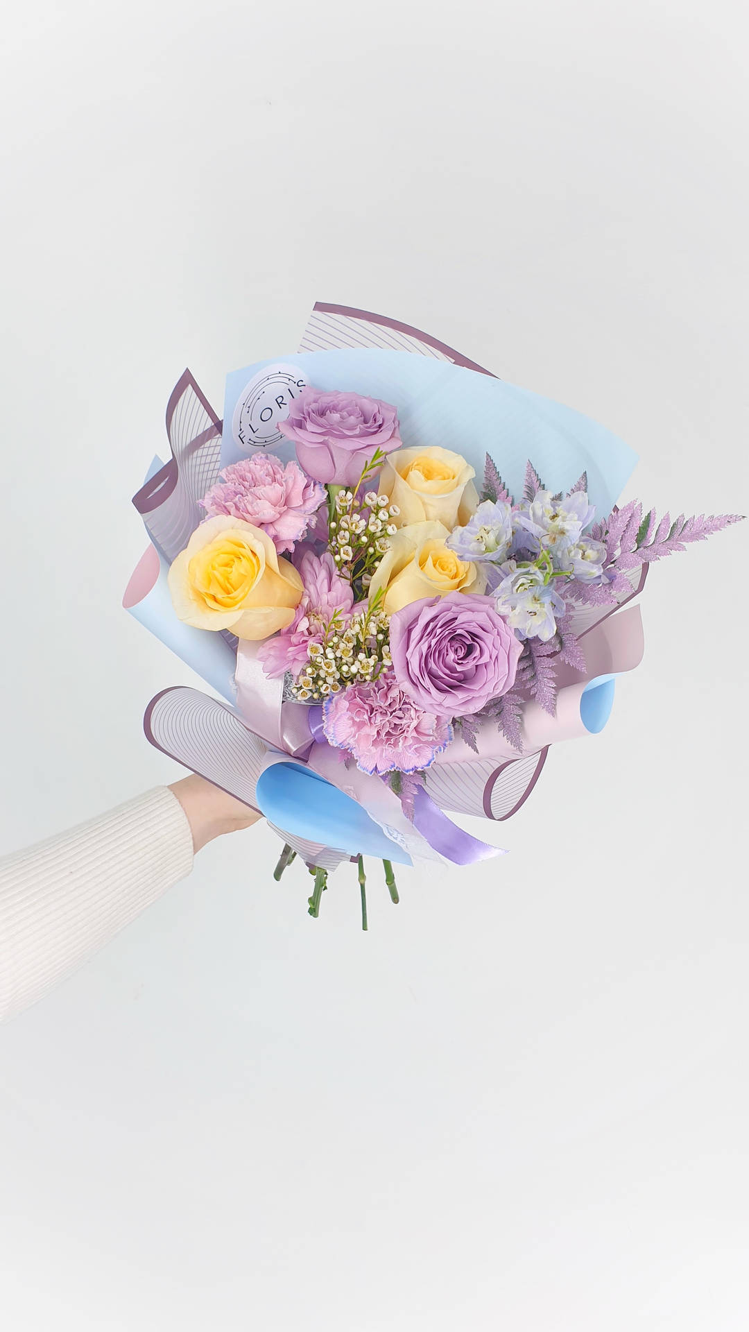 Solid Pastel Color Flower Bouquet Background