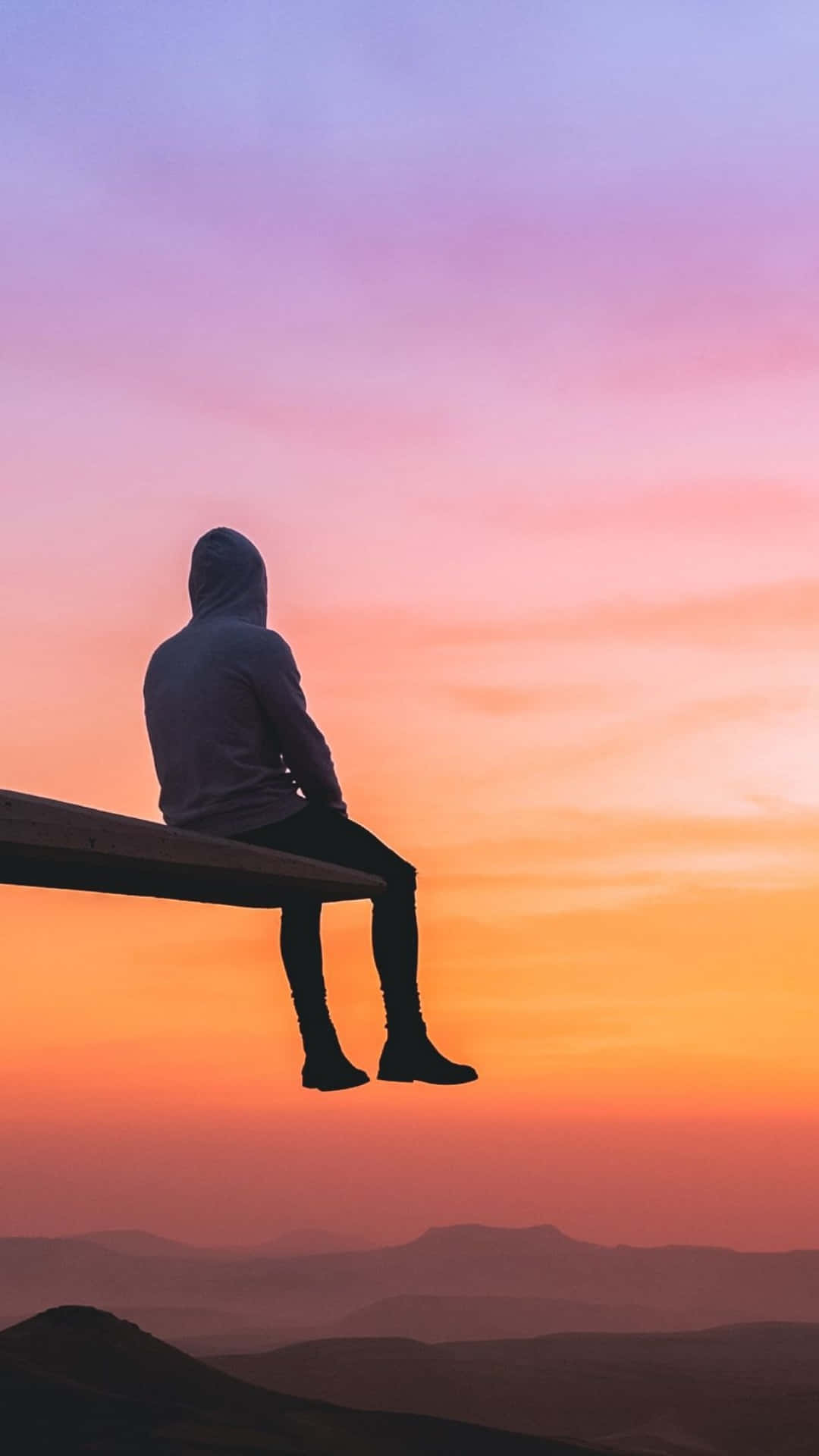 Solitary Man On Edge Background