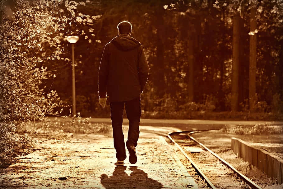 Solitary Man Walking Background