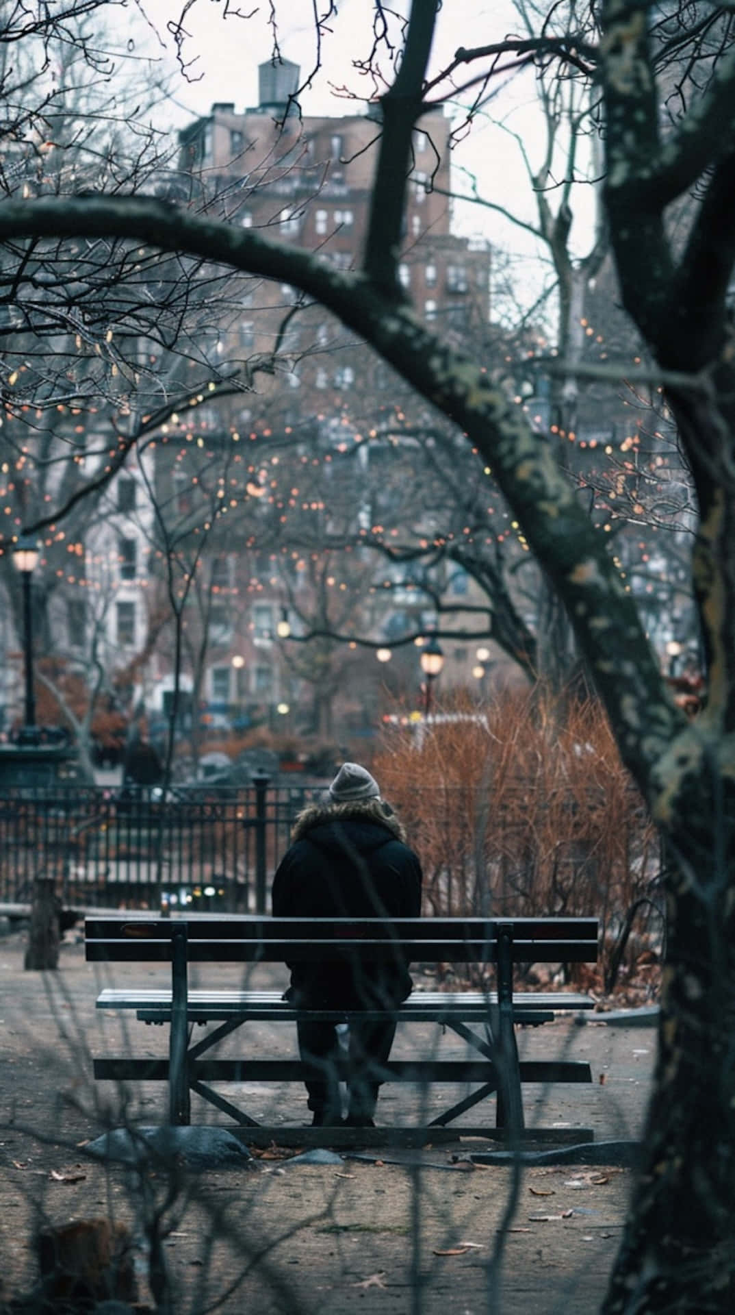 Solitary_ Park_ Bench_ Moment Background