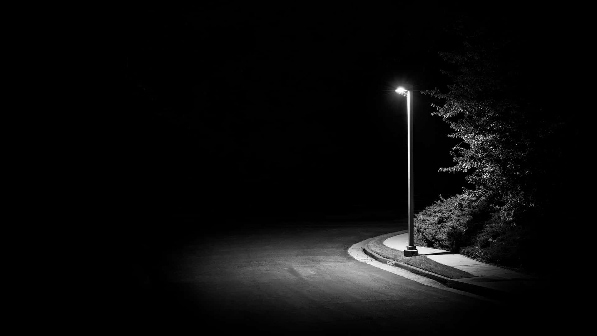 Solitary_ Streetlight_ Nocturne_4 K_ B W Background