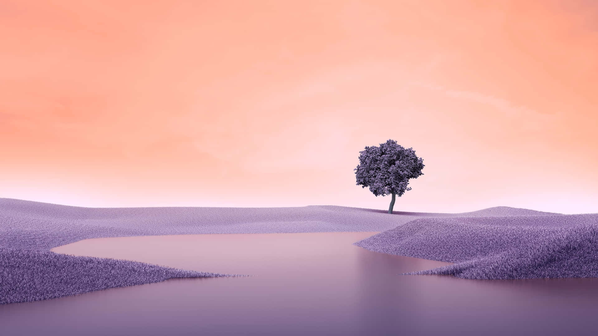 Solitary Tree Pastel Landscape Background