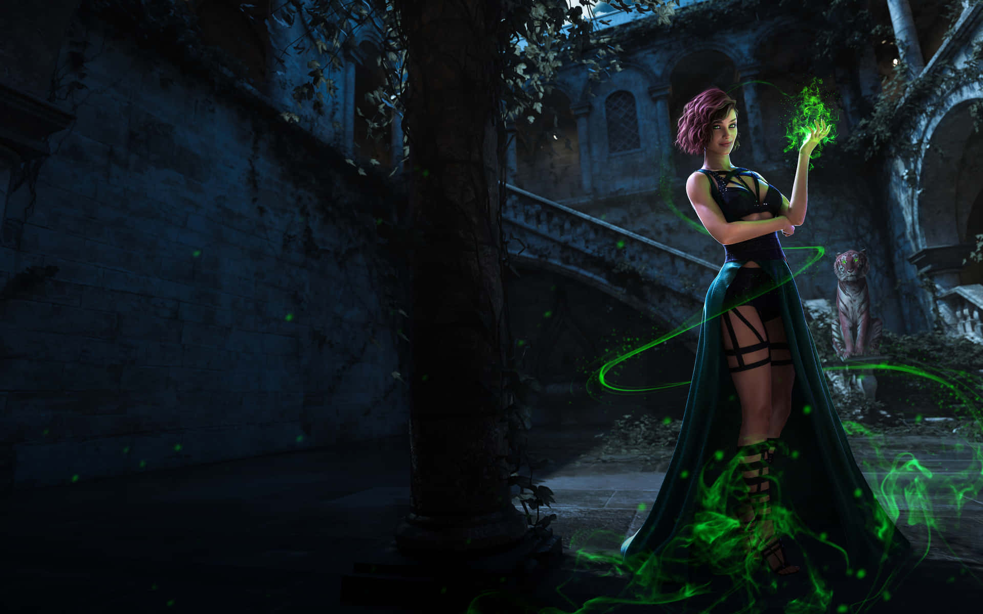 Solitary Woman Digital Art Background