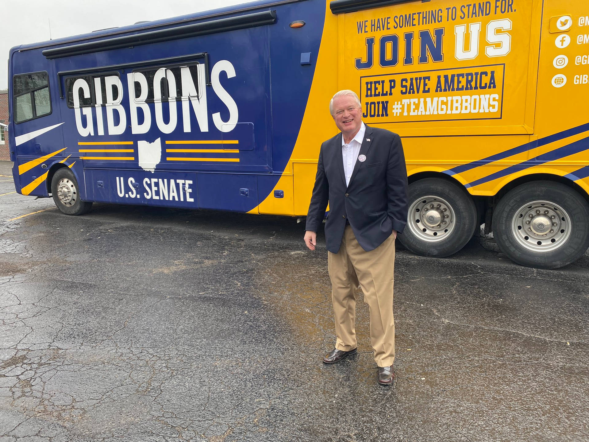 Solo Picture Of Mike Gibbons With Bus